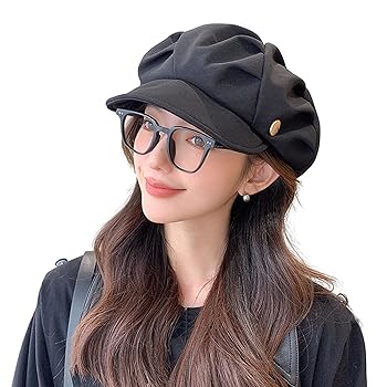 Stylish Cloud Top Octagonal Beret Hat Solid Color Short Brim